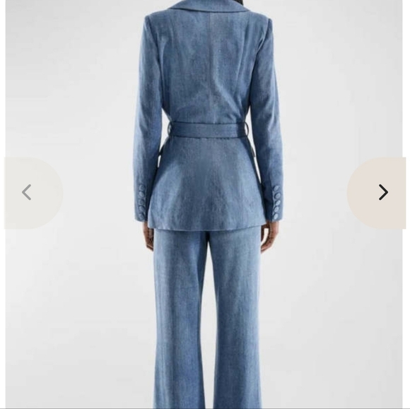 AS by DF Dominga Denim Blue Belted Blazer New - Picture 3 of 7